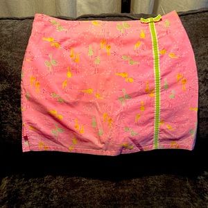 Lily Pulitzer pink Skort with bird design. Size 8